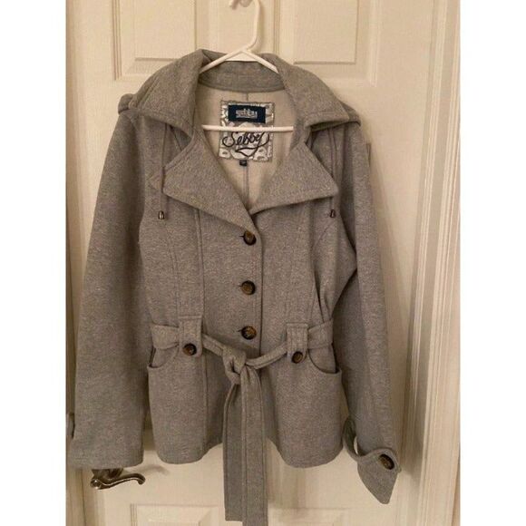 Sebby Gray Hooded jacket with tie (XL-youth) - Picture 2 of 4